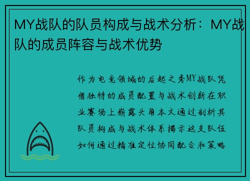 MY战队的队员构成与战术分析：MY战队的成员阵容与战术优势